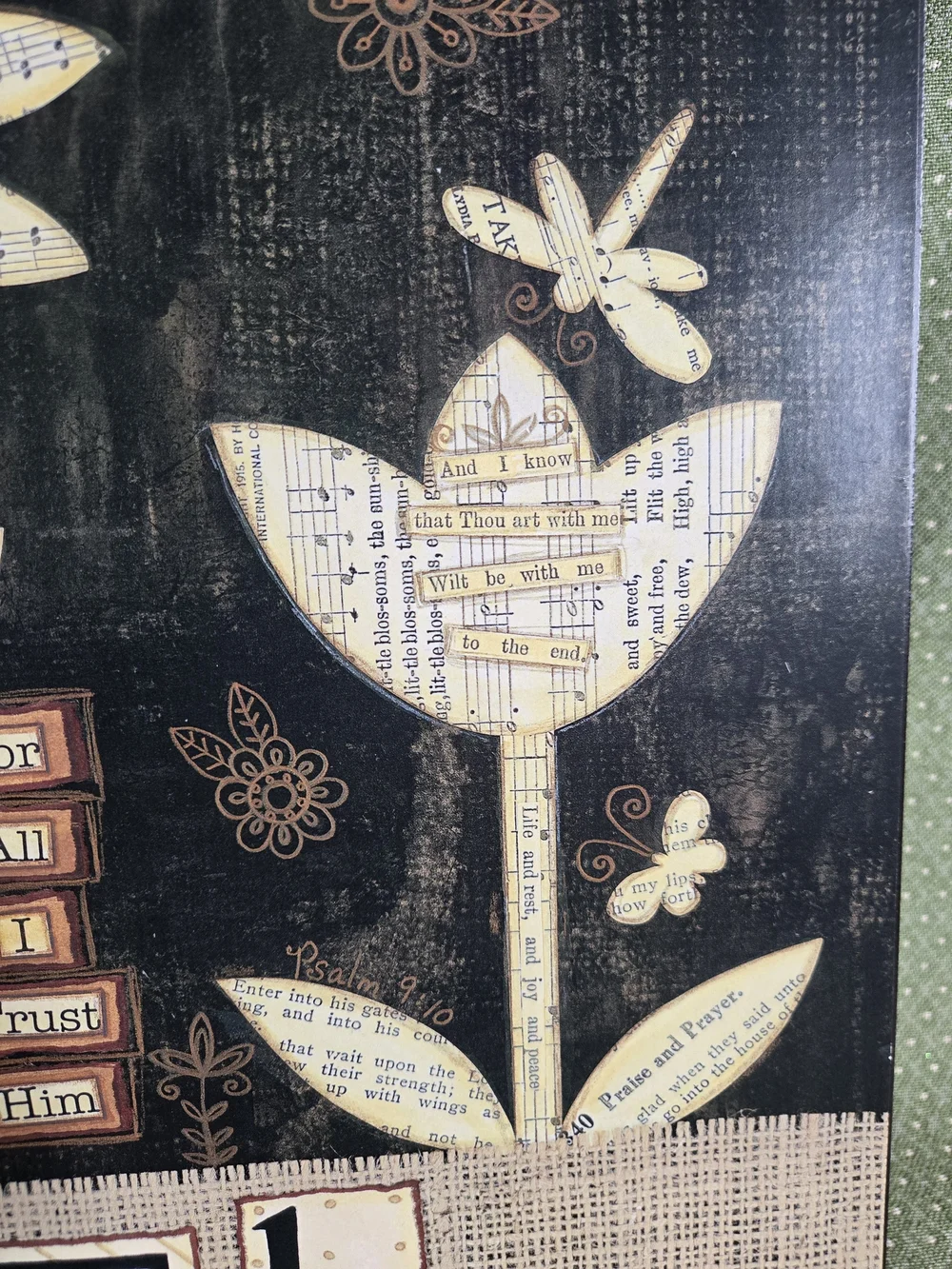 Music Sheet Flower Wall Art With Faith Based Sayings